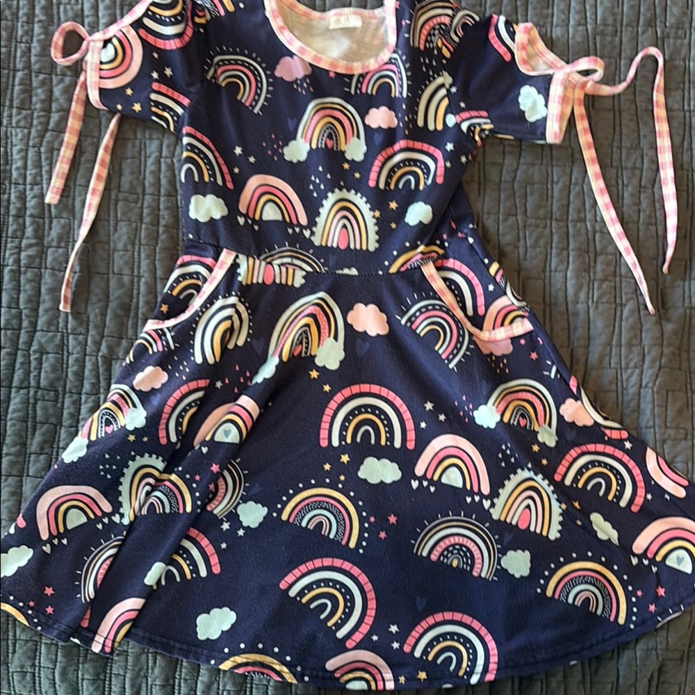 Rainbow Patterned Kids Dress